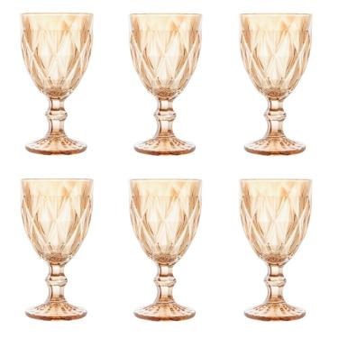 Imagem de Conjunto de Taças de Vidro para Água 6 Peças 325 ml Diamond Âmbar Lyor