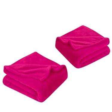 Imagem de Manta Casal, Coberta Manta Cobertor Casal Microfibra Lisa Antialérgica Coberta Macia Quentinha, 1,80x2,00m(ROSA-CHOQUE,2 COBERTAS)