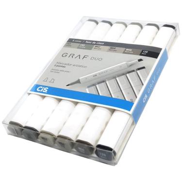 Imagem de Marcador Artístico Graf Duo Duas Pontas CiS 6 Tons de Cinza