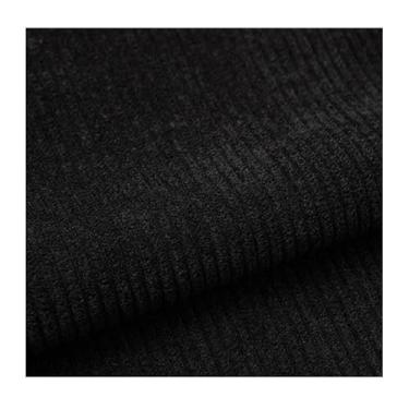 Imagem de JIYCD 150 cm x 99 cm Tecido de veludo cotelê por metro Tecido de veludo cotelê elástico sólido grosso para costura artesanato almofada casaco camisa calças sofá DIY artesanato material (cor: preto)