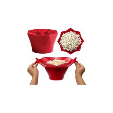 Imagem de Balde Pipoqueira de Silicone para Micro-ondas, Retrátil, Sem Óleo, 26 x 14.5 cm Aberta, 26 x 6 cm Fechada, 280g, Plástico