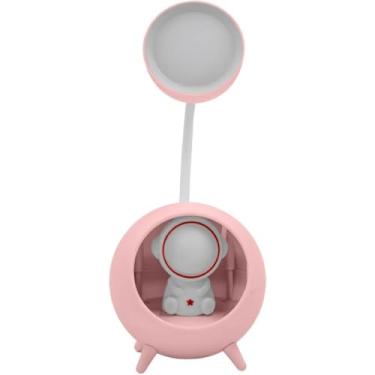 Imagem de Luminária Astronauta LED USB Recarregável – Portátil, Articulável 360°, Decorativa e Ideal para Leitura, Estudo e Escritório (Rosa)