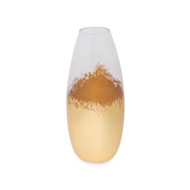 Imagem de Vaso Decorativo em Vidro com Detalhe Dourado 27cm 22068 Mart