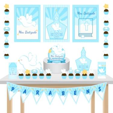 Imagem de Kit Festa Só um Bolinho Batizado Azul 36 itens