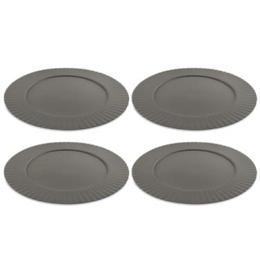 Imagem de Kit Sousplat de Mesa Plástico 33cm Apoio para Prato Jogo Americano (Cinza Escuro, Kit 4)