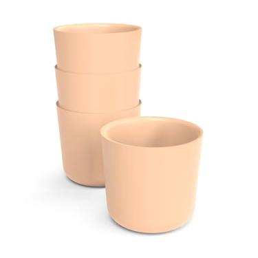 Imagem de EKOBO Conjunto de 4 copos infantis de bambu, 227 g, blush, copo aberto para crianças, tempestade, leve, durável e seguro para lava-louças, copo infantil reutilizável e ecológico para casa, viagem