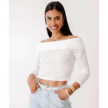 Imagem de Blusa Feminina Textura Ombro a Ombro Marisa-75003, Off white, G