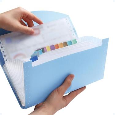 Imagem de Pasta Organizadora De Arquivos 12 Divisórias A Prova DAgua - Hxt, Azul