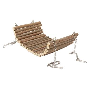 Imagem de Alomejor Brinquedos de Hamster, Rede de Madeira do Arbusto do Balanço do Hamster Com Correntes de Suspensão para Animais de Estimação Pequenos-brinquedo de Escalada da Gaiola Dos (15 * 30CM)
