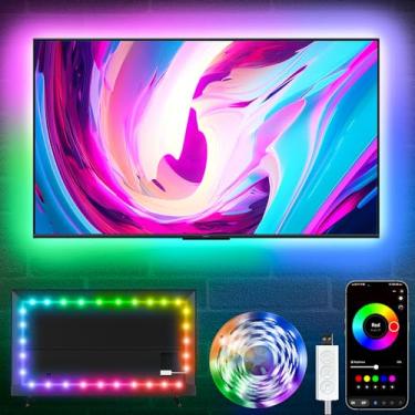 Imagem de KSIPZE Luzes LED para TV, TV de 2,9 m, retroiluminação LED para TVs de 32 – 45 polegadas, retroiluminação de TV RGB atrás de sincronização de música, aplicativo inteligente e controle de toque, fitas