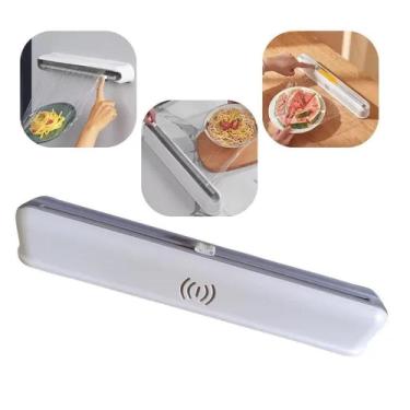 Imagem de Suporte Papel Filme Cortador Plastico Aluminio Porta Rolo Pvc Dispenser Multiuso Cozinha Corta Papel Manteiga Ventosa Pa