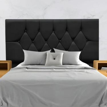 Imagem de Cabeceira De Cama Box King 195 Cm Analu Com Frame Suede Preto