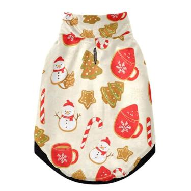 Imagem de SEHANY Casaco de Natal de gengibre para cães pequenos, superquente, à prova de vento, jaqueta de inverno, macia, aconchegante para animais de estimação, moletom para clima frio na neve com furo na