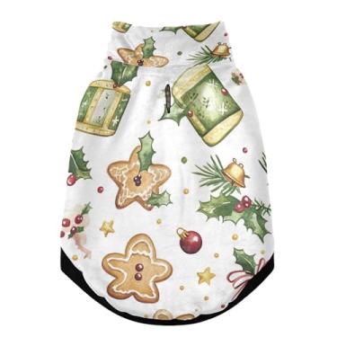 Imagem de SEHANY Casaco de Natal de gengibre para cães pequenos, super quente, à prova de vento, jaqueta de inverno, macia, aconchegante para animais de estimação, moletom para clima frio na neve com furo na