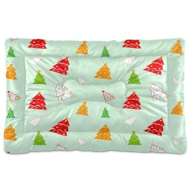 Imagem de SEHANY Cama de árvore de Natal em aquarela para cães e gatos com fundo antiderrapante, caixa de canil, colchão macio para animais de estimação, lavável para cães pequenos, médios e grandes, gatos, 61