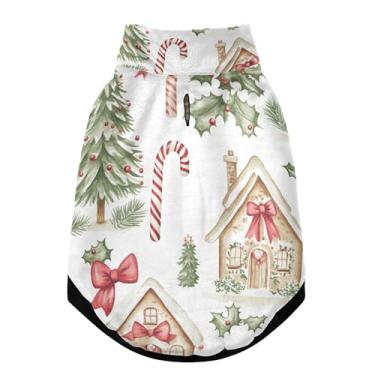 Imagem de SEHANY Casaco de Natal de gengibre para cães pequenos, super quente, à prova de vento, jaqueta de inverno, macia, aconchegante para animais de estimação, moletom para clima frio na neve com furo na