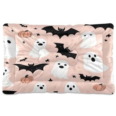 Imagem de SEHANY Cama de Halloween morcegos para cães e gatos com fundo antiderrapante, caixa de canil, colchão macio para animais de estimação, lavável para cães pequenos, médios e grandes, gatos, 91 x 61 cm