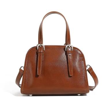 Imagem de Bolsa feminina pequena bolsa de ombro de trabalho bolsa tiracolo de couro com alça superior Hobo com zíper, Marrom