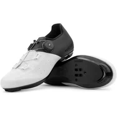 Imagem de Tommaso Tênis feminino Pista Elite SPD & Peloton — 2 em 1 — Sapatos de ciclismo de estrada e indoor para chuteiras Delta e SPD — Acessórios para bicicleta Peloton — Sem chuteiras — Branco — Mostrador