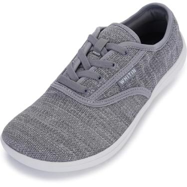 Imagem de WHITIN Tênis masculino de lona descalço | Sola Zero Drop | Calçado minimalista, W872 | Cinza escuro (cabedal de malha), 13.5 Wide