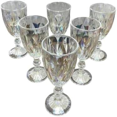 Imagem de Conjunto seis tacas transparentes para bebidas, festas, e eventos, glamorosas.