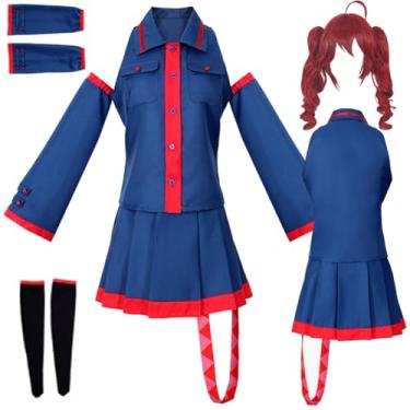 Imagem de Arwomlo Fantasia feminina Kasane Kasane azul uniforme Halloween conjunto completo