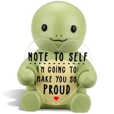 Imagem de SunyJone Turtle Figurine Gift, Positive Affirmation Note to Self Desk Decor, Motivational Self Reminder Present for Women Men, Uplifting Proud of You Emotional Support Gift for Daughter Friend STT22