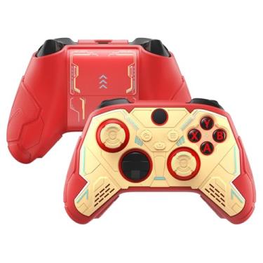 Imagem de playvital Stellar Mecha Silicone Cover Skin for Xbox Series X/S Controller, Anti-slip Grip Protector with Thumb Grips & Sticker for Xbox Core Wireless Controller - Crimson Red & Iron Yellow