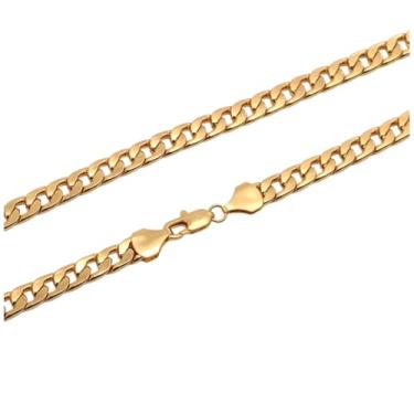Imagem de Colar de ouro para mulheres e homens, colar de corrente de ouro grosso 14K, corrente de elos cubanos, gargantilha em camadas, delicada, moderna, simples, colares para mulheres e homens, Latão, Sem