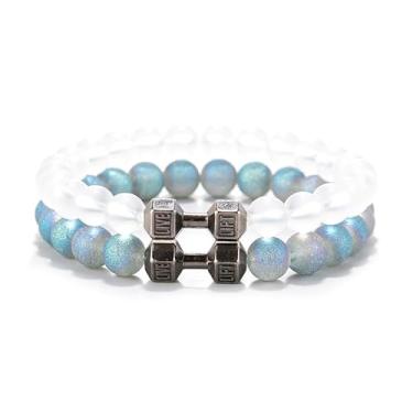 Imagem de Pulseira Dumbbl masculina pesada com contas de olho de tigre para mulheres, joias e presentes, Medium, Latão, Sem Pedra Preciosa