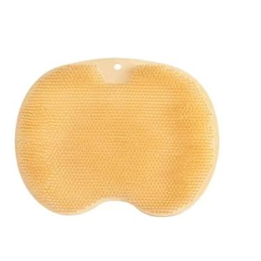 Imagem de Esfregador traseiro montado na parede almofada de massagem de silicone com ventosa tapete de pé esfoliante pele morta para adultos, amarelo, 28 * 21 cm