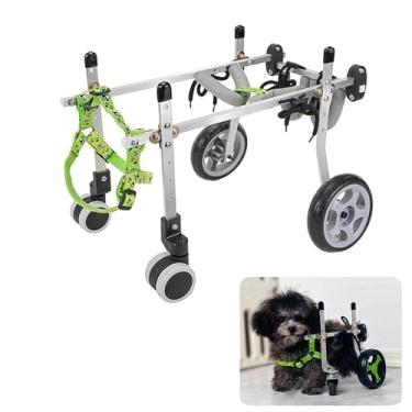 Imagem de PUJPOQRP Cadeira de rodas para animais de estimação, cadeira de rodas para cães, carrinho de 4 rodas para apoio total, cadeira de rodas ajustável para cães pequenos, médios e grandes, suporte de