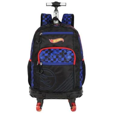Imagem de Mochila Escolar de Rodinhas 360 HOT Wheels Preto Luxcel