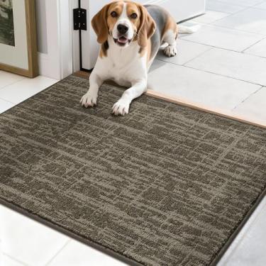 Imagem de COSY HOMEER - Tapete de entrada para caçador de sujeira 51 x 81 cm, antiderrapante, lavável, tapete de boas-vindas, tapete de boas-vindas discreto para cães e sapatos molhados, marrom claro
