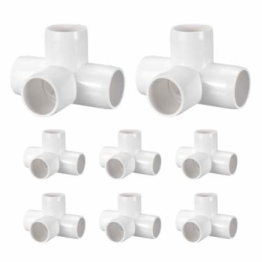 Imagem de DTGN 8 peças de encaixe de PVC de cotovelo de 3,8 cm, encaixe de tubo de PVC de grau cruzado de 4 vias SCH40, conector de cotovelo de canto DIY para móveis de construção, conexão de estrutura de