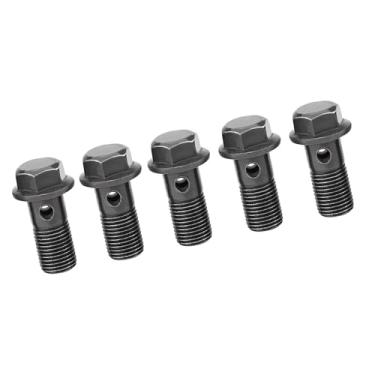 Imagem de Generic Parafusos e Arruelas Banjo para Motocicleta, Pinça de Freio Durável Adequada para Cilindro Mestre, Conjunto de 5 Peças M10 X1.25/m10 * 1.0mm para Entusiastas de Motocicletas (M10×1mm)