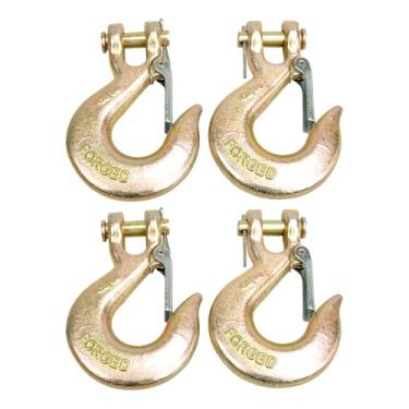Imagem de TBAPFS Pacote com 4 ganchos de garra de 3/20.3 cm, gancho deslizante de corrente de aço G70 com trava de segurança, capacidade de 8,164 kg, funciona com reboque e corrente