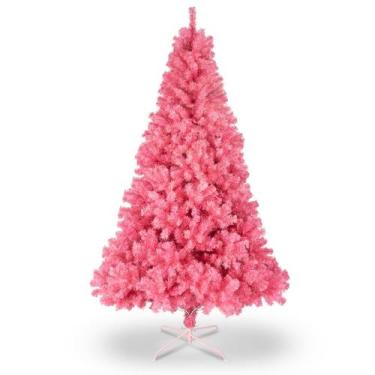 Imagem de Árvore de Natal artificial Bonnlo Pink de 6 pés com 1.600 pontas de ga