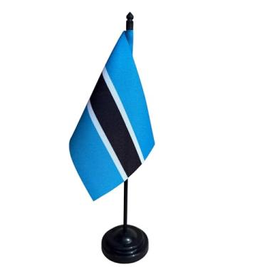 Imagem de Bandeira de Mesa Botsuana, 26cm Altura Total, 18x11cm Tecido Oxford, Face Única, Base Plástica, Decorativa, para Escritório, Eventos e Cerimônias
