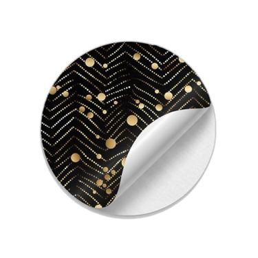 Imagem de Ladrilho Decorativo de Cerâmica Preto Dourado Zig Zag Brilho Luxuoso