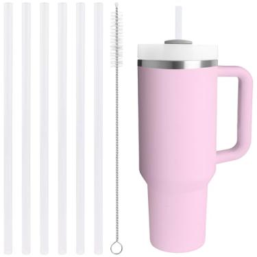 Imagem de Canudo de substituição compatível com Stanley Quencher copo de 1,134 g, 850 g, canudos reutilizáveis extra longos de 30,5 cm para copo de 1,134 g, branco - pacote com 6