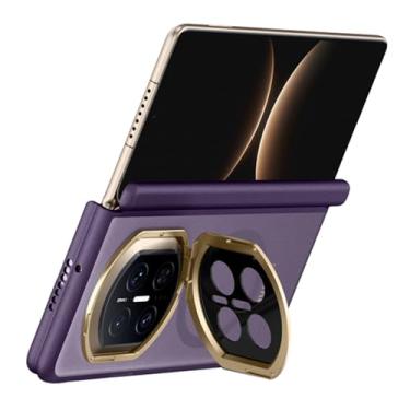 Imagem de POYUFRG Capa magnética para Huawei Mate X7, capa de proteção de dobradiça translúcida fosca com cobertura de suporte de lente de metal, roxa, Mate X7