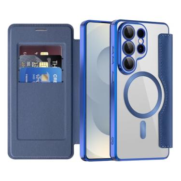 Imagem de COTDINFOR Capa carteira magnética para Samsung Galaxy S26 Ultra com suporte para cartão [bloqueio RFID] [compatível com MagSafe] Capa de proteção de TPU transparente de couro para Samsung Galaxy S26