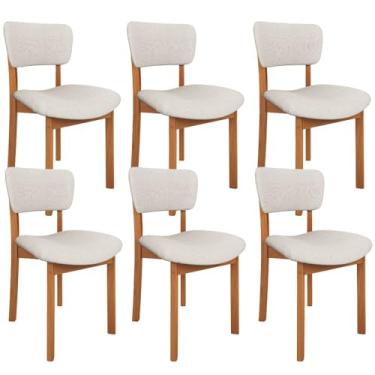Imagem de Kit 06 Cadeiras Para Sala de Jantar Cozinha Living Estofada Dara L02 Linho Cru - Lyam Decor
