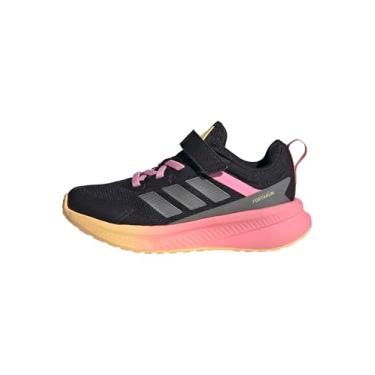 Imagem de adidas Tênis infantil unissex Fortarun 4.0, Preto/Ferro Metálico/Rosa Bliss, 18