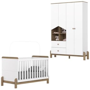 Imagem de Berco Mini Cama e Guarda Roupa 4 P 2 G Ternura Branco Jequitiba Hp Henn
