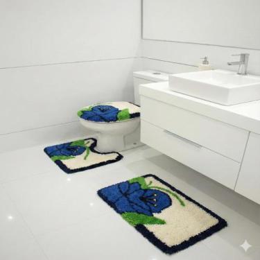 Imagem de Jogo de Tapete de Banheiro Frufru 3 Peças  Decore com Estilo e Seguran