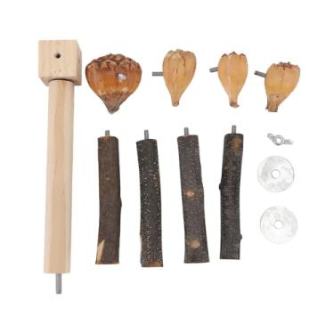 Imagem de Brinquedo giratório para poleiro de papagaio, brinquedo interativo de madeira para pássaros, brinquedo para mastigar