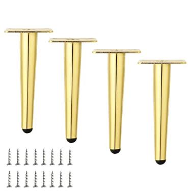 Imagem de Conjunto de 4 pernas de móveis modernos, pernas retas de suporte de móveis, pernas de sofá, pernas de mesa de metal, para sofá, armário, guarda-roupa, vêm com parafusos, ouro (tamanho: 12 polegadas/30