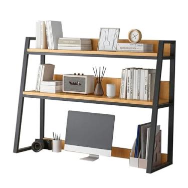 Imagem de Estante de mesa de 2 camadas para mesa de computador – estante trapezoidal para mesa, organizador multiuso, prateleira de mesa ajustável, prateleira de exibição de escritório/dormitório (Co